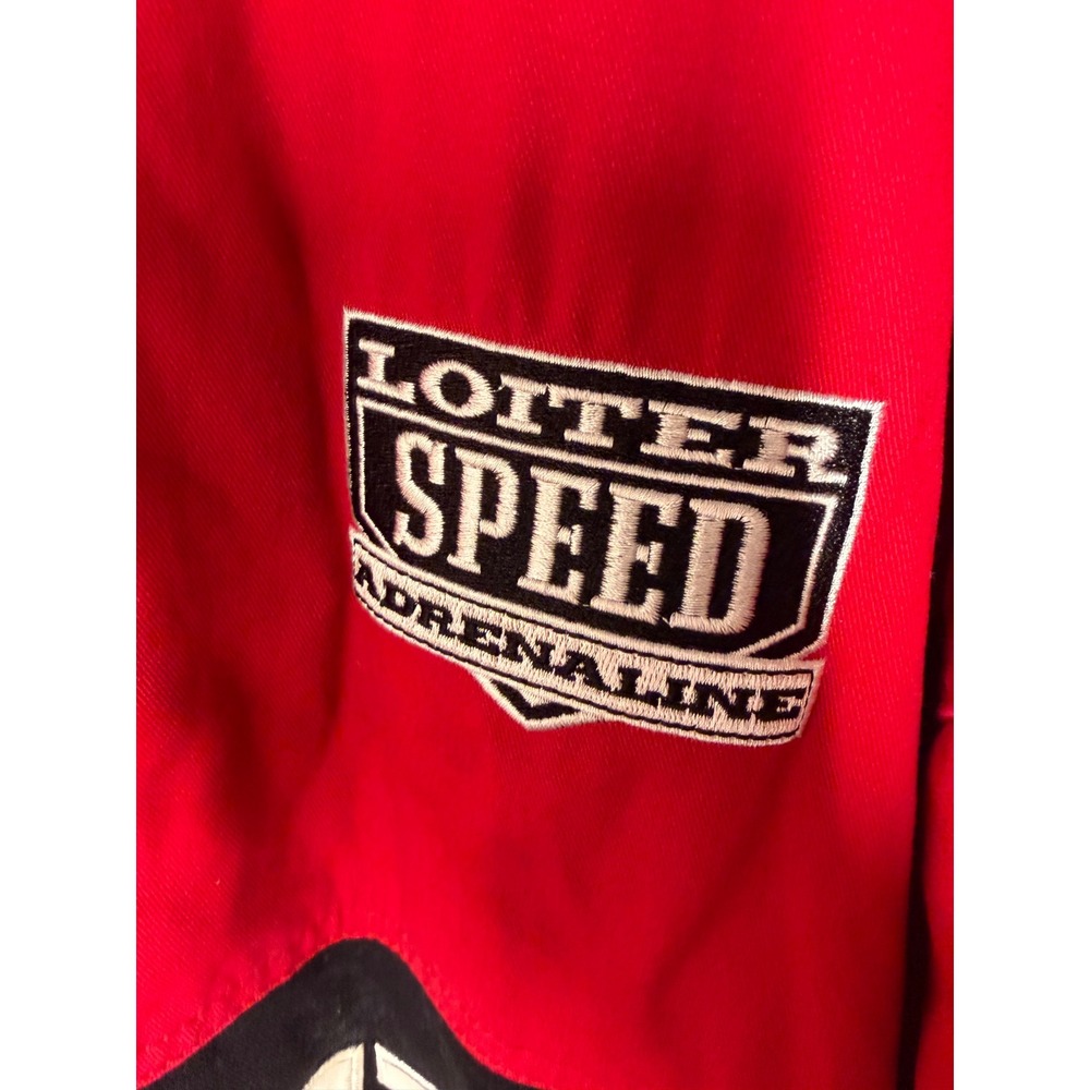 Loiter Racing Jacket Red Black Moto Streetwear Bomber Jacket Size M Y2K - Picture 5 of 13